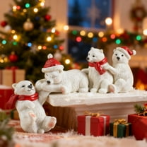 Luoshdecor Christmas Gnomes Polar Bear Figurines,6.3 in Resin Queuing Statue Tabletop Decoration for Home Party Decor