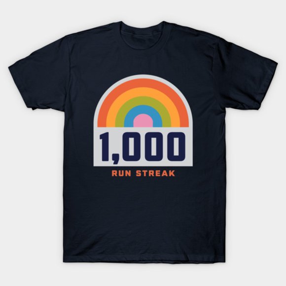 T-Shirt Unisexe Run Streaker 1000 Jours de Course Journée Comma Jalon Haut, jusqu'à la Taille 5TG