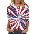 thumbnail image 2 of Xdegoge 4th of July Patriotic T Shirt for Women USA American Flag Three Quarter Sleeve Crewneck Stars And Stripes Happy Labor Day Graphic Print Breathable Summer Tops, 2 of 6