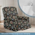 thumbnail image 2 of SCRAWLGOD Bohemian Flower Black Recliner Chair Covers Stretch Chair Cover for Recliner Slipcovers 4-Piece Lazyboy 1 Seat Sofa Cover Furniture Protector with Pocket, 2 of 7