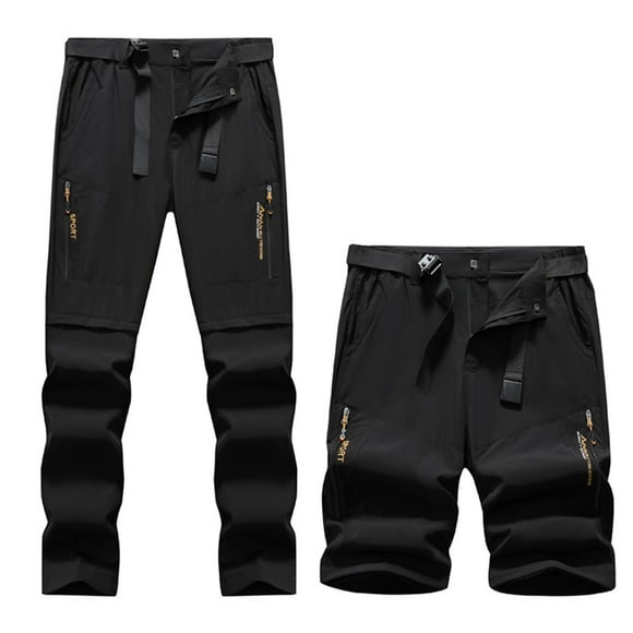 Fishing Pants for Men Convertible Hiking Pants Lightweight Quick Dry Zip Off Outdoor Fishing Tactical Cargo Pants with Roll-Up Legs in Clearance Black Xxl