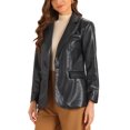 thumbnail image 4 of INSPIRE CHIC Women's Jacket Faux Leather Blazer Lapel Collar PU Moto Biker Jackets M Black, 4 of 5