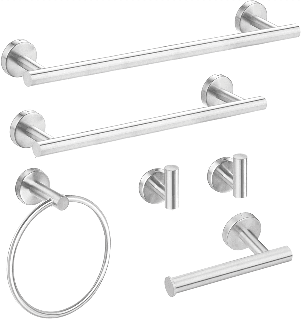 Bathroom Hardware Set, 6Piece Brushed Nickel Bath Accessories Set Wall