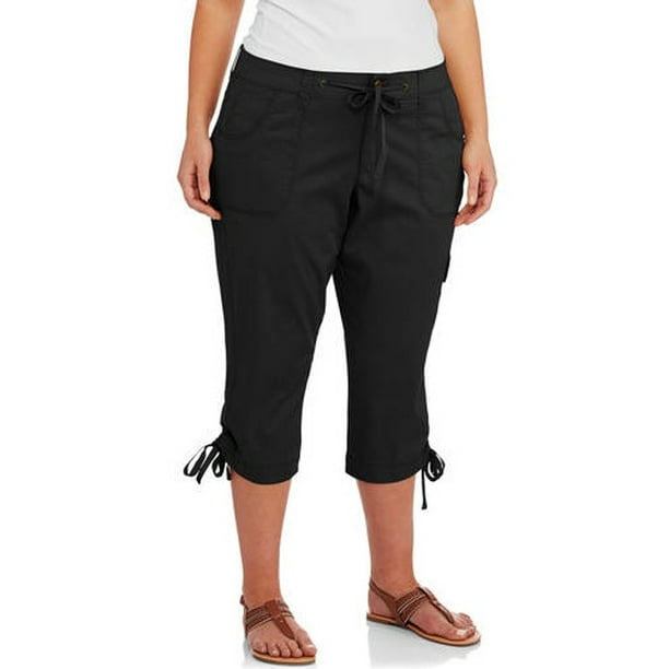 Faded Glory Women's PlusSize Cargo Capri with Half Elastic Back