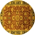 thumbnail image 1 of Ahgly Company Machine Washable Indoor Round Oriental Yellow Industrial Area Rugs, 4' Round, 1 of 4
