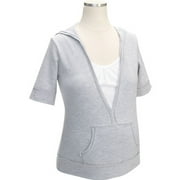 Maternity Short-Sleeve Mock-Layer Pullover Hoodie