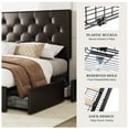 thumbnail image 5 of Amolife Queen Bed Frame with 4 Storage Drawers and Faux Leather Headboard, Brown, 5 of 7
