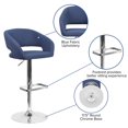 thumbnail image 2 of Contemporary Charcoal Fabric Adjustable Height Barstool with Rounded Mid-Back and Chrome Base, 2 of 9