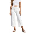 thumbnail image 2 of Noric Women's Summer Denim Capri Pants Elastic Waist Drawstring Straight Leg Cropped Jeans with Pockets Casual, 2 of 6