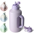 thumbnail image 1 of Botella de Agua Aislada de 1.9 Litros(64 onzas) con Popote y Tapa de Doble Uso, Termo de Acero Inoxidable con Asa, Botella Térmica de Doble Pared para Deporte Gimnasio(Lavanda), 1 of 4