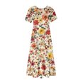 thumbnail image 5 of Robes pour Femmes Été 2024, Robe Décontractée à Manches Courtes, Col Rond, Robe Longue Fluide à Étages avec Poches, Imprimé Dégradé, 50 % de Réduction!, 5 of 5