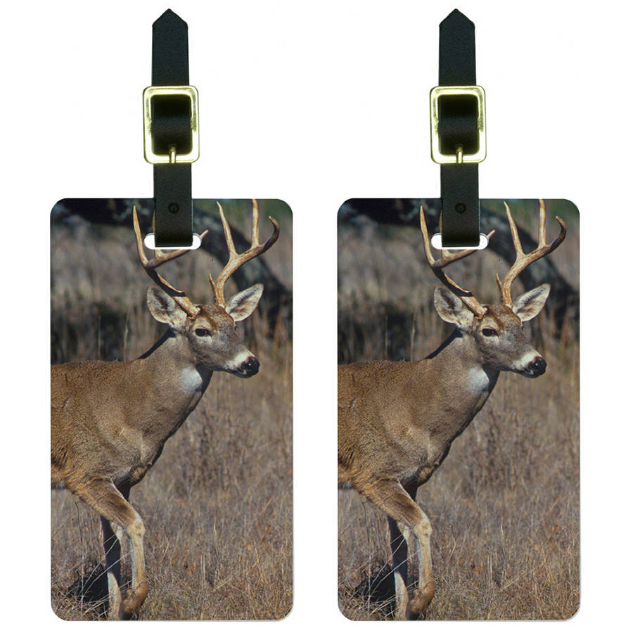 Deer Heads Design Hunting Hunter Camo Round Wood ID Tag Luggage Card