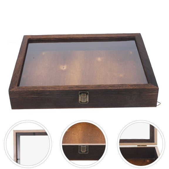 MIPCASE Wooden Specimen Display Box with Clear Acrylic Lid for Compact Storage and Retro Style Home Decor Use