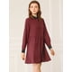 thumbnail image 4 of Vestido A Cuadros Vintage Casual Holgado Con Cuello En Contraste De Media Tapeta Para Mujer Vino S, 4 of 6