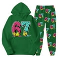 thumbnail image 2 of CUZIBR Valentines Outfits For Girls 67 Letter Print Ice Crean Graphic Long Sleeve Hoodie Sweat Suits Loose Fit Casual Fashion Sweatshirt Jogger Cute Pullover Tracksuit,Purple,18-24 Months, 2 of 5