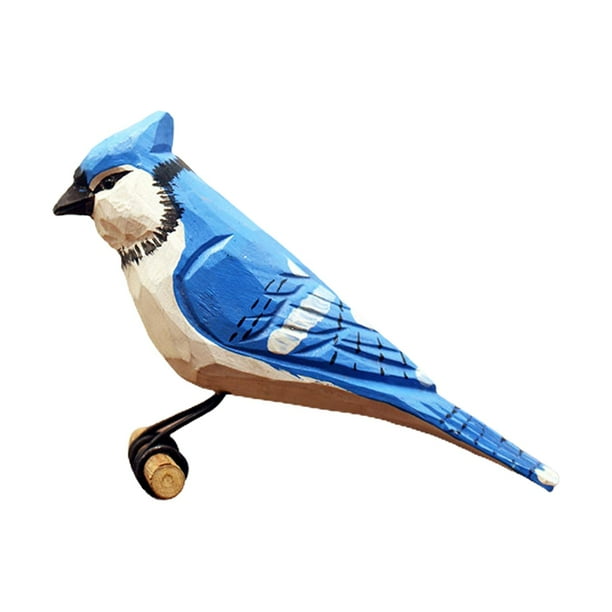 Estatuilla de Pájaro en Miniatura de Estilo Nórdico, Animal de Madera, Adorno Tallado en Madera Azul perfecl Talla de escultura