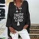 thumbnail image 2 of Top estampado de manga larga y cuello en V para mujer, transpirable, corte holgado, largo hasta la cadera, para leggings, tallas S-XXL, 2 of 5