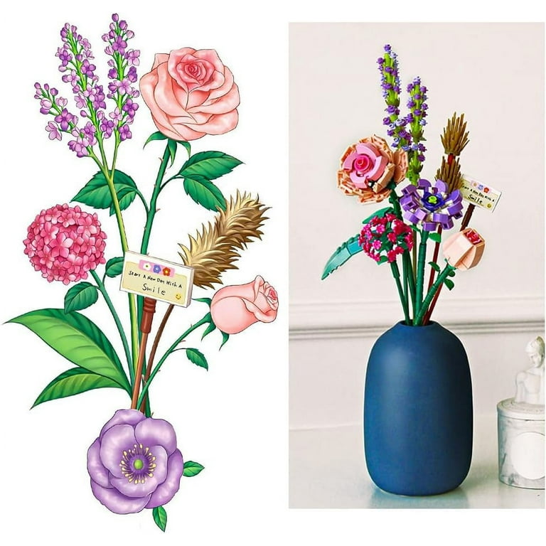 AIEOE Flower Bouquet Set, Flowers Building Blocks , Artificial Flower Bouquet Kit DIY Creative Flower Bricks New 2022, Orchid/Sunflowe