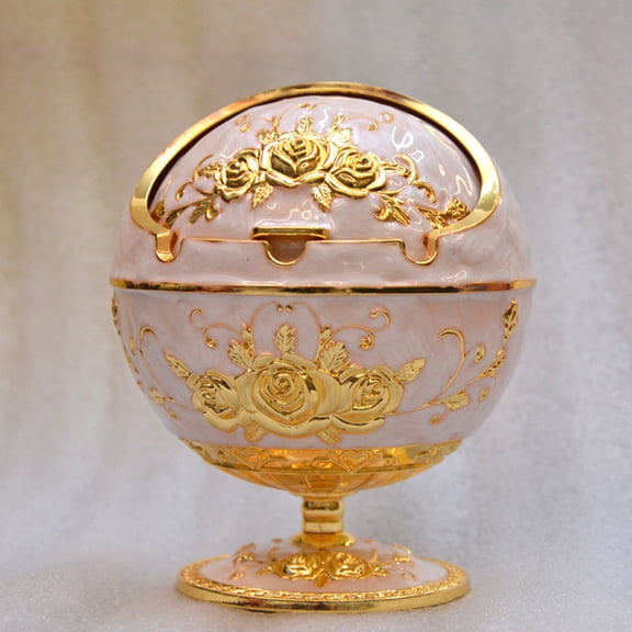 OUNONA 1Pc Retro Luxurious Ashtray Golden Stainless Steel Soot-proof Storage Holder For Father