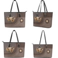 thumbnail image 3 of LedBack Elephant Sunflower Printed Purse for Women Pu Leather Shoulder Purse Top Handle Tote Satchels with Wallet Large Capacity Handbag Wallet Set for Shopping Walking Travel, Brown, 3 of 4