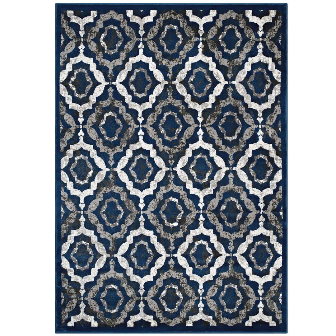 Modway Kalinda Rustic Vintage Moroccan Trellis 5x8 Area Rug in Ivory