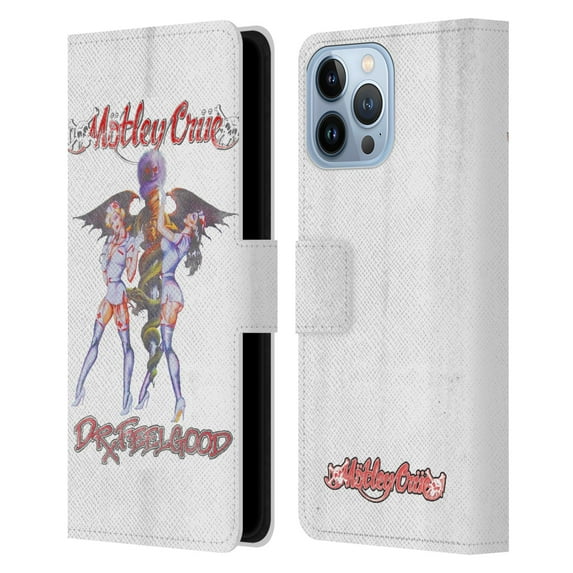 Head Case Designs Officially Licensed Motley Crue Key Art Dr. Feelgood Vintage Leather Book Wallet Case Cover Compatible with Apple iPhone 13 Pro Max