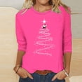 thumbnail image 2 of VKOYWKM Christmas T Shirts Women 3/4 Length Sleeve Womens Tops Christmas Tree Graphic T Shirts Casual Crew Neck Funny Family Party Tunic Top, 2 of 4