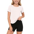 thumbnail image 2 of Dagugfen Athletic Sets for Teen Girls Short Sleeve Crew Neck Tshirts Elastic Waist Stretchy Shorts Quick Drying Gym Workout Breathable Sets(14-15Years,White), 2 of 8