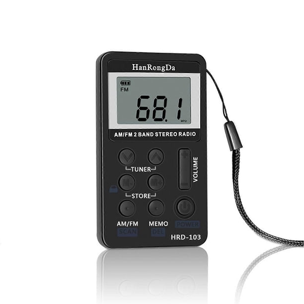 Kiboule HRD-103 AM FM 2-band digital radio portable stereo receiver pocket radio with headset LCD battery cable