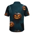 thumbnail image 5 of GrmtClth Men’s Loose Fit Dark Forest Short Sleeve Shirt Halloween Season Ghost Pumpkin Bat Coffin Rose Full Button Vacation Blouse Vermilion L, 5 of 5