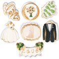 thumbnail image 1 of Ensemble d'Emporte-pièces de Mariage - 7 Pcs, Feuille de Mariage 3,5 Pouces, Bouquet, Inscription « Love », Mot « Love », Smoking, Plaque, Moules d'Emporte-pièces pour Robe de Mariée pour Douche Nuptiale et Fiançailles, 1 of 5