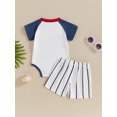 thumbnail image 3 of Bagilaanoe 2pcs Newborn Baby Boy Shorts Set Short Sleeve Letter Print Romper Tops + Striped Shorts 6M 12M 18M 24M Infant Casual Summer Clothes, 3 of 7
