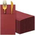 thumbnail image 1 of Cindeer 75 Servilletas Burdeos con Bolsillo de Tela de Lino 20x10 cm, 1 of 7