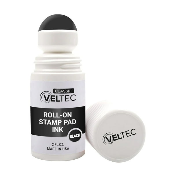 Veltec Classic Rollon Stamp Pad Ink Refill, 2 oz Bottle, Apply to Ink