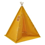 ToppiJoy Foldable Teepee Tent, Play Tent for Kid, Kids Teepee Tent with Window and String of Lights, Indoor Teepee Tent Set (Yellow)