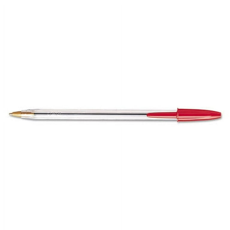 BIC Cristal Xtra Smooth Ballpoint Pen, Medium 1 mm, Red Ink Clear
