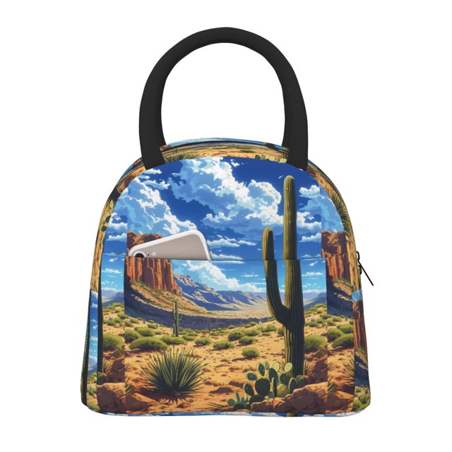 Lsque Sac à Lunch Imprimé Cactus Western, Boîte à Lunch Isolée, Petits Contenants Alimentaires Étanches Réutilisables Sacs à Lunch Haute Capacité pour Travail, Voyage, Extérieur