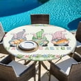thumbnail image 6 of Easter Round Tablecloth, Fitted Table Cover with Elastic for 36"-44" Round Tables, Spring Gnomes Floral Bunny Eggs Green Lattice Table Cloth Outdoor Indoor Dinning Party Waterproof Tablecloths, 6 of 7