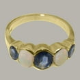 thumbnail image 5 of LBG British Made 14k Yellow Gold Natural Sapphire & Opal Womens Band Ring - 33 size options - Size 9.5, 5 of 6