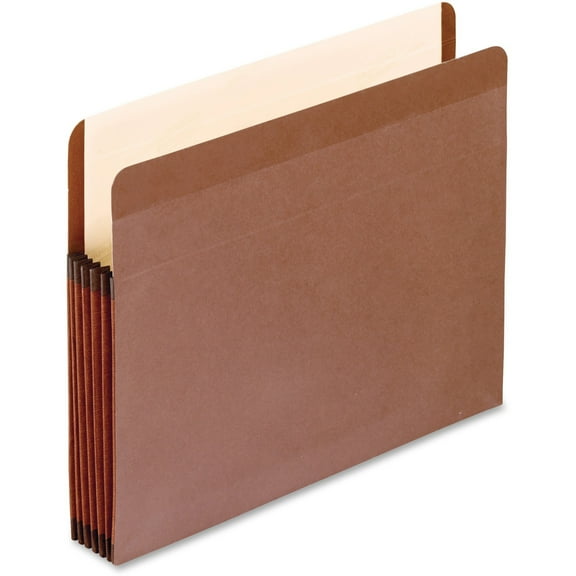 Premium Reinforced Expanding File Pockets, 5.25" Expansion, Letter Size, Red Fiber, 5/box | Bundle of 5 Boxes