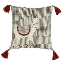 Saro Lifestyle Llama Design Tasseled Down Filled Throw Pillow