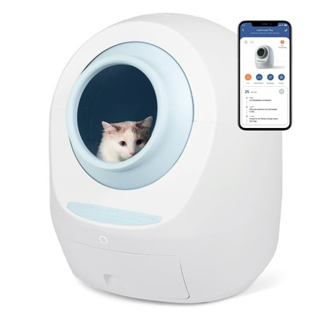 UPC: 0860005563760 | Leo s Loo Too by Casa Leo – No Mess Automatic Self-Cleaning Cat Litter Box Includes Charcoal Filter Built-in Scale Smart Home App with Voice Control