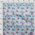 thumbnail image 2 of oneOone Cotton Poplin Twill Medium Blue Fabric Flower Watercolor Sewing Material Print Fabric By The Yard 56 Inch Wide, 2 of 2