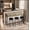 Gray,Round chair, variant on Modern Design Kitchen Dining Table, Pub Table, Long Dining Table Set with 3 Stools,Gray