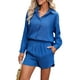thumbnail image 1 of VISgogo, pantalones cortos para mujer, traje de ocio, estampado a la moda/color sólido, manga larga, camisa de un solo pecho, pantalones cortos con cintura elástica VISgogo moda, 1 of 8