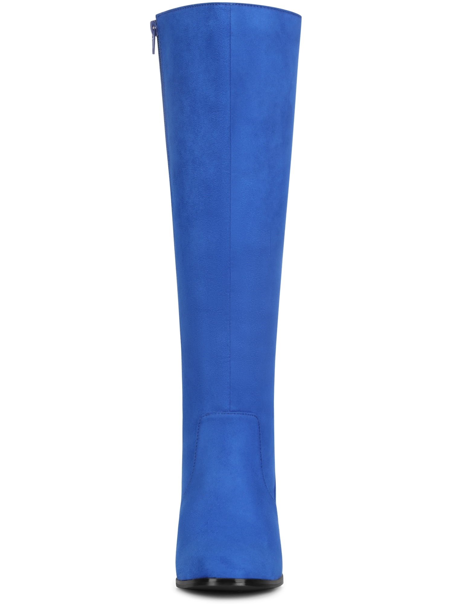DARING DIVA Women's Stylish Side Zipper Chunky Heel Knee High Boots Royal Blue 7.5