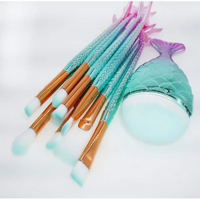  Mermaid Makeup Brushes, 11PCs Professional Makeup Brush Set  Foundation Face Powder Eyeshadow Blending Blush Brush Color Cosmetic  Kits(dark blue) : Beauty & Personal Care