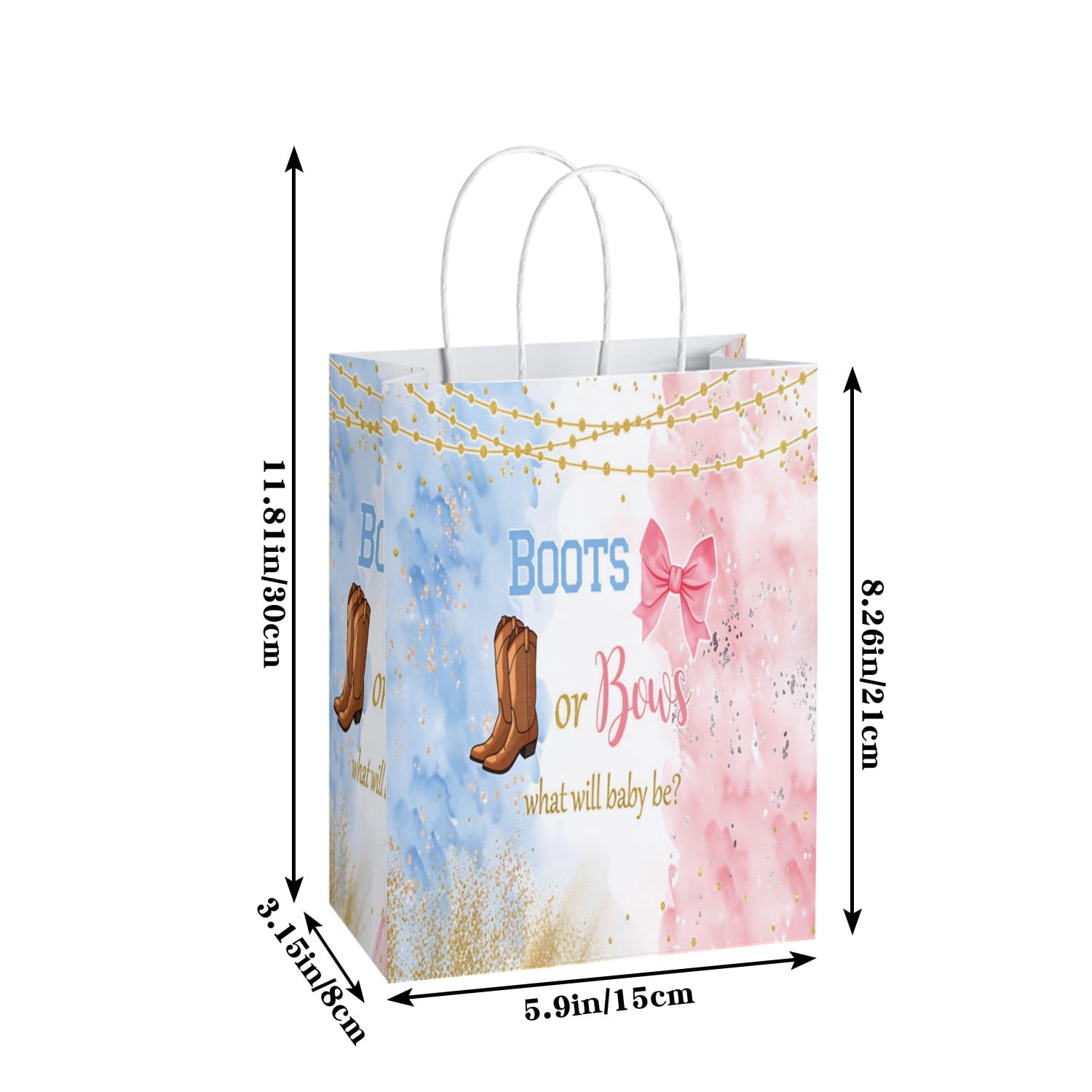YAHAFEPY 20Pcs Boots or Bows Gender Reveal Party Favor Bags, Boy or Girl Baby Shower Party Decorations Supplies