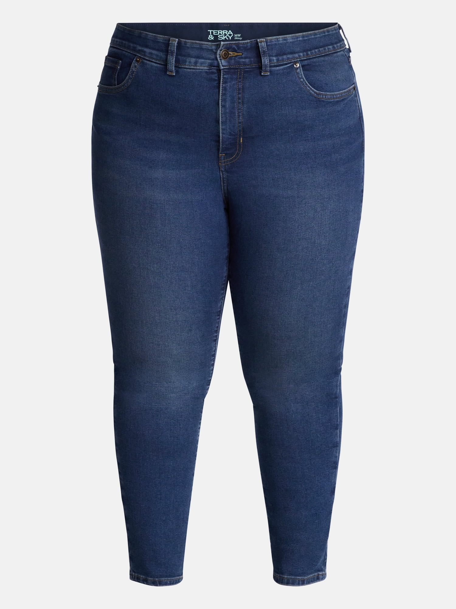 Terra & Sky Women's Plus Signature High Rise Skinny Jeans, 30" Inseam, Sizes 16W-26W