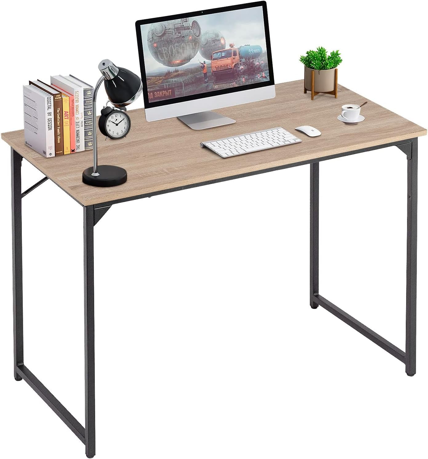 PayLessHere 39 inch Computer Desk,Sturdy Laptop Table for Home Office for Adults, Nature